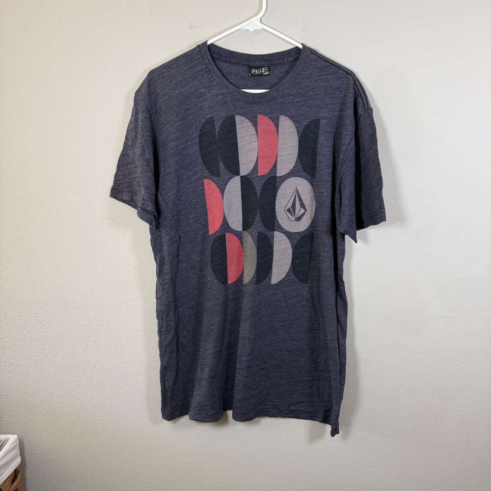 Volcom Mens Graphic T Shirt XL Blue‎ Geometric Print Short Sleeve Casual Tee